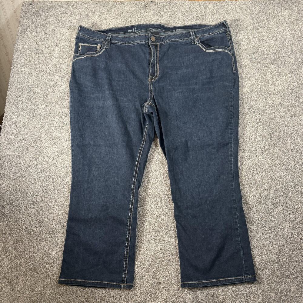 Lane Bryant Genius Fit Crop Jeans Womens 28 48x26 Blue Stretch Denim Minimalist